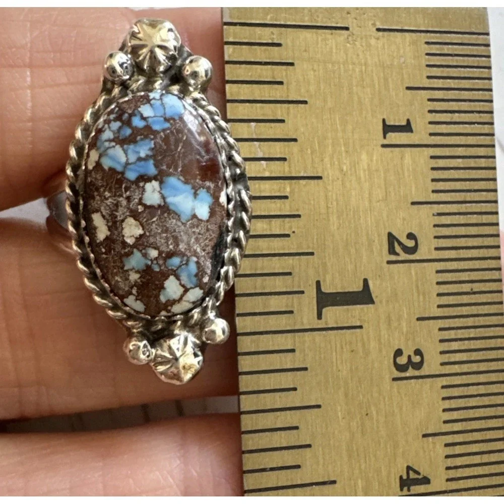 Navajo Golden Hills Turquoise Ring Sz 7 Sterling Blue Native American Handmade‎